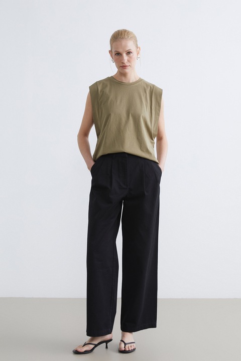 LC WAIKIKI, Pantaloni cu croiala ampla si buzunare laterale, Negru