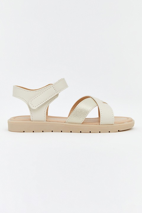 LC WAIKIKI, Sandale din piele ecologica cu velcro, Crem