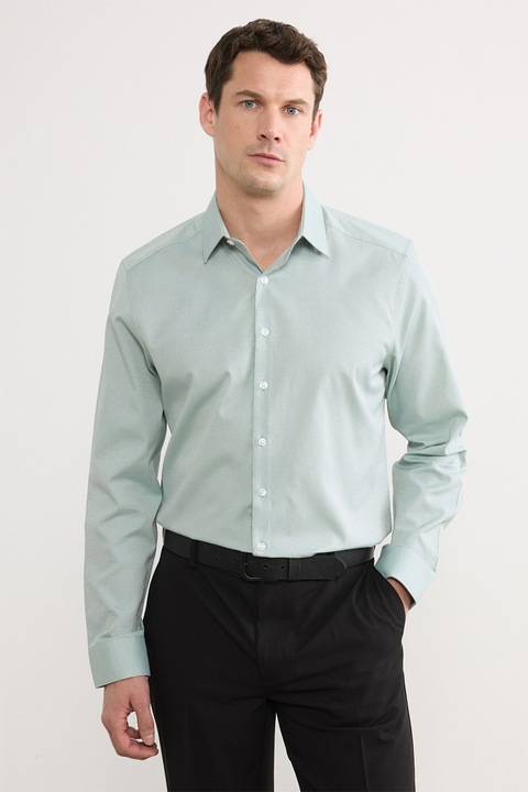 LC WAIKIKI, Camasa slim-fit cu guler ascutit, Verde deschis