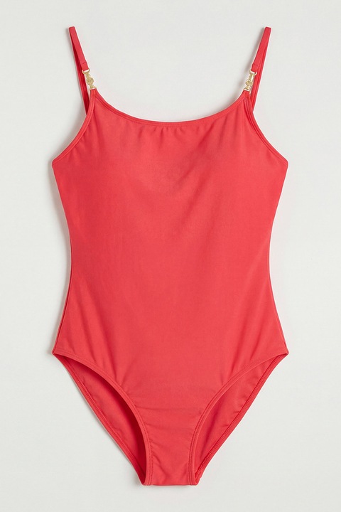 LC WAIKIKI, Costum de baie intreg cu bretele ajustabile si model uni, Coral