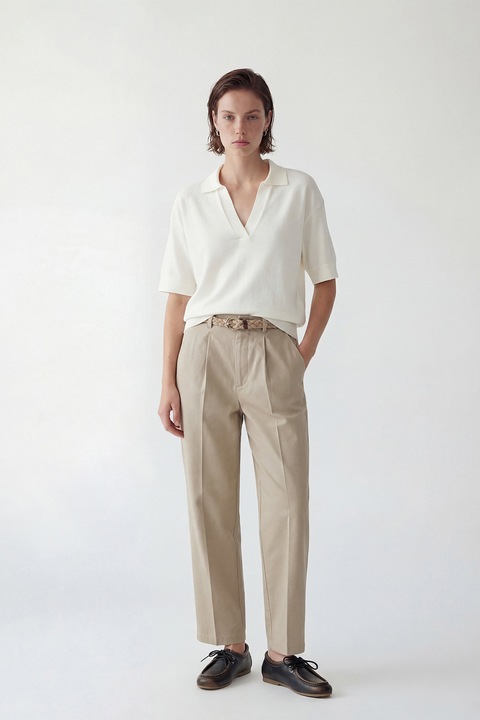 LC WAIKIKI, Pantaloni Chino cu detalii pensa, Maro deschis