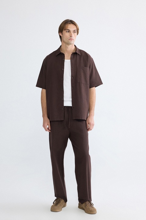 LC WAIKIKI, Pantaloni de bumbac cu talie ajustabila, Maro inchis, 36
