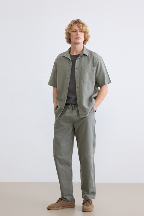 LC WAIKIKI, Pantaloni de bumbac cu talie ajustabila, Kaki inchis