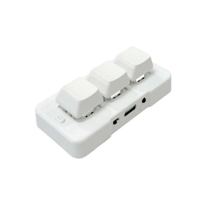 Персонализирана механична клавиатура MK321BT, 3 бутона, USB + BT превключване, сини суичове, бяла, 75x37x28mm