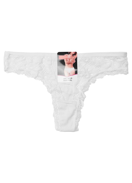 Chiloti tanga dama alb Catia 3XL