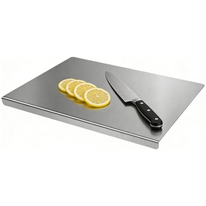 Stainless Steel Cutting Board for Kitchen Counter, Stainless Steel for Cutting Vegetables, Fruits, Meat, Bread, 30×40×1.5 cm, Silver