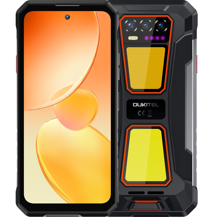 Telefon mobil Oukitel WP58 Pro, Dual SIM, 5G, 6.7-inch 120Hz, T8200, 8GB RAM, 256GB, NFC, GPS, 10000mAh, IP68/IP69K, Android 15, Orange
