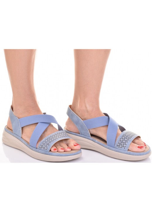 Sandale dama Martinus, slip-on, confortabile, usoare, albastru, piele ecologica