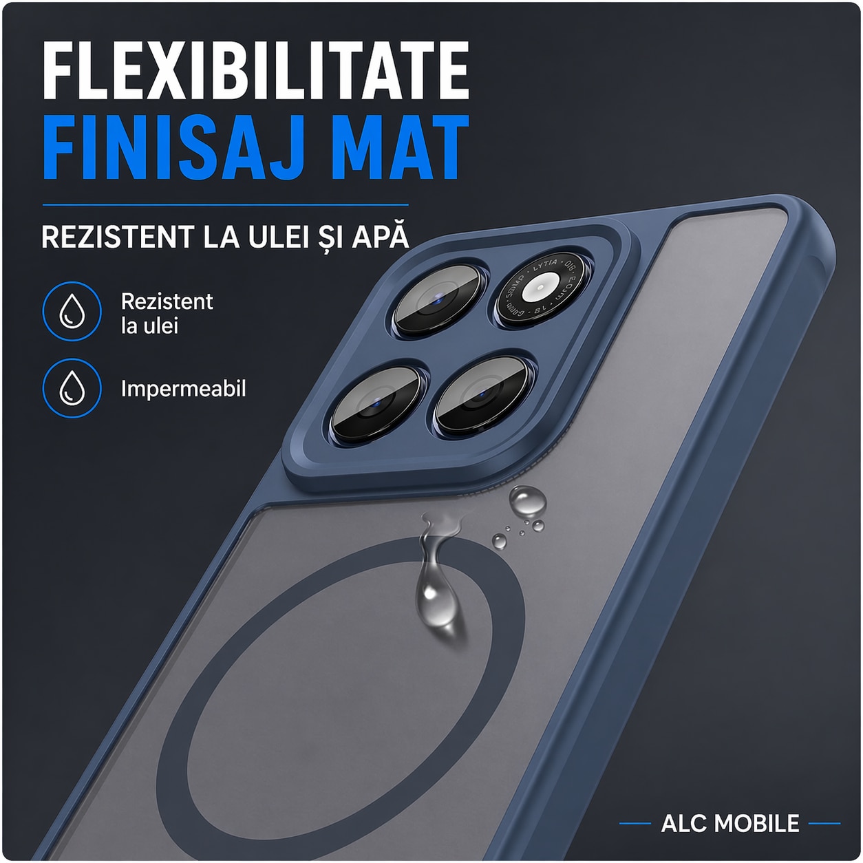 Husa pentru Motorola Edge 70 Fusion, Matte MagSafe, Protectie 360°, Anti-Soc, Albastru