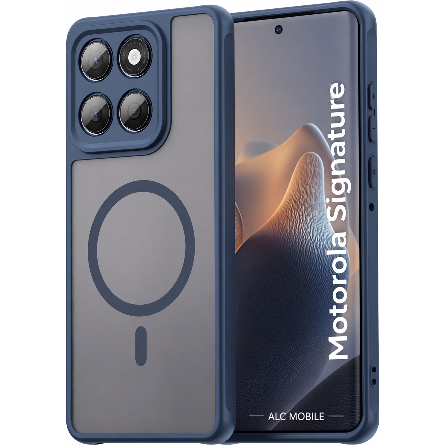 Husa pentru Motorola Signature, Matte MagSafe, Protectie 360°, Anti-Soc, Albastru