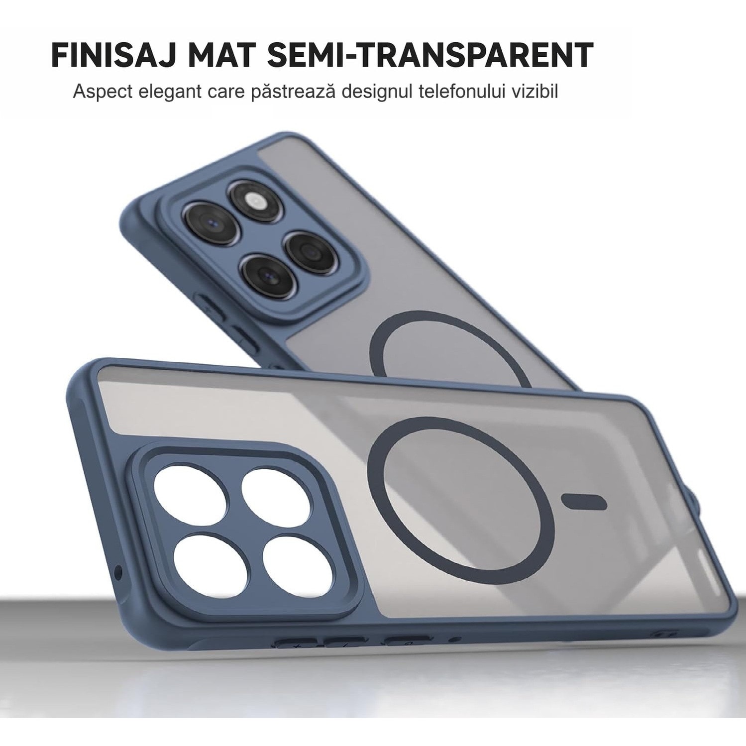 Husa pentru Motorola Edge 70 Fusion, Matte MagSafe, Protectie 360°, Anti-Soc, Albastru