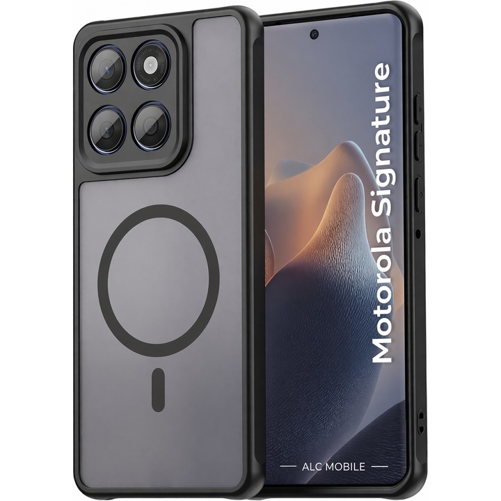 Tok Motorola Signature-hez, Matt MagSafe, 360°-os védelem, Ütésálló, Fekete