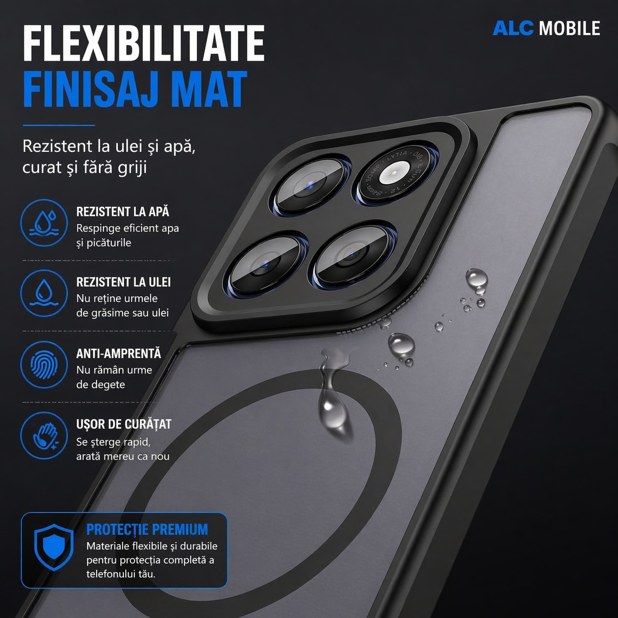Husa pentru Motorola Edge 70 Fusion, Matte MagSafe, Protectie 360°, Anti-Soc, Negru
