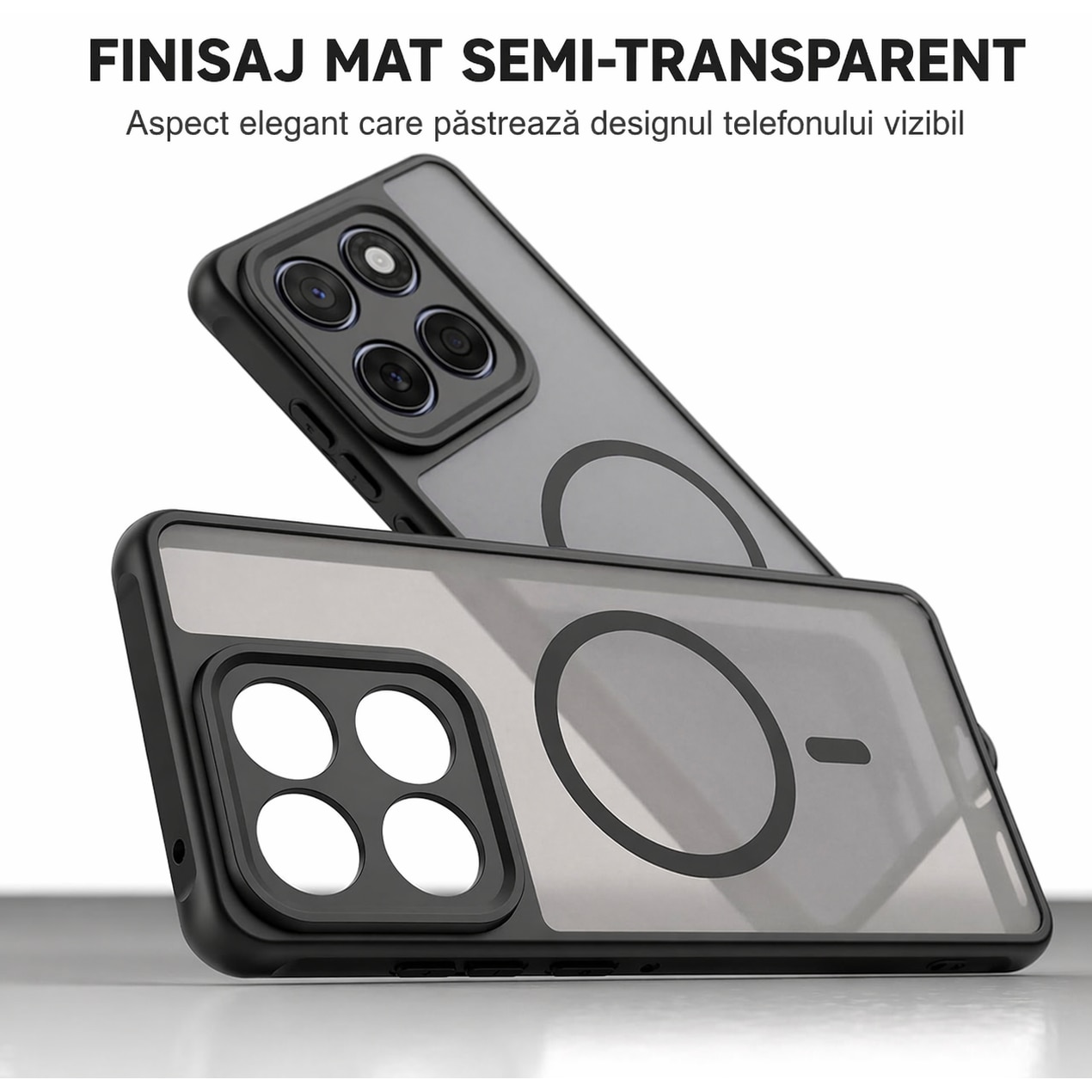Husa pentru Motorola Edge 70 Fusion, Matte MagSafe, Protectie 360°, Anti-Soc, Negru