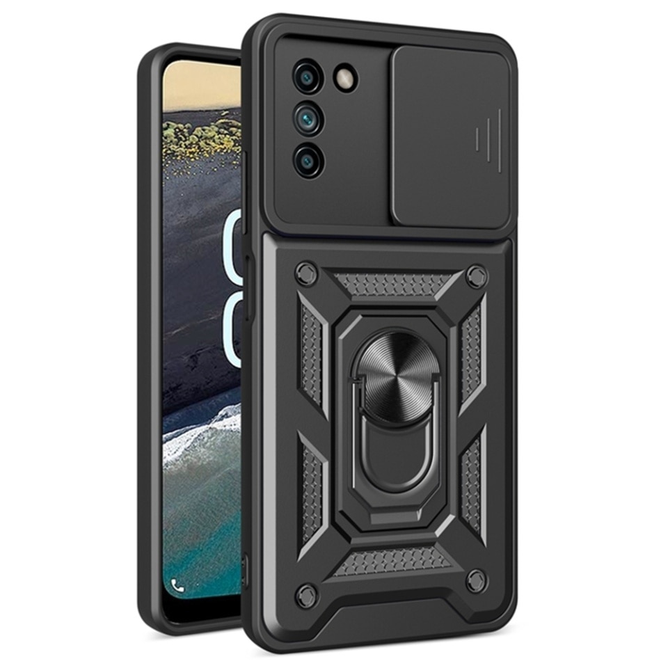 Husa pentru Xiaomi Redmi A7 Pro 4G, protectie camere, Inel magnetic, set cu sticker, CamShield, Negru