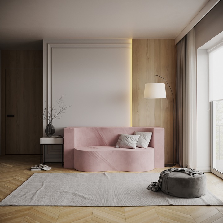 Összecsukható kanapéágy matrac, SPIJZDROWO, Swing 2, 120x200 cm, Rózsaszín, Bársony