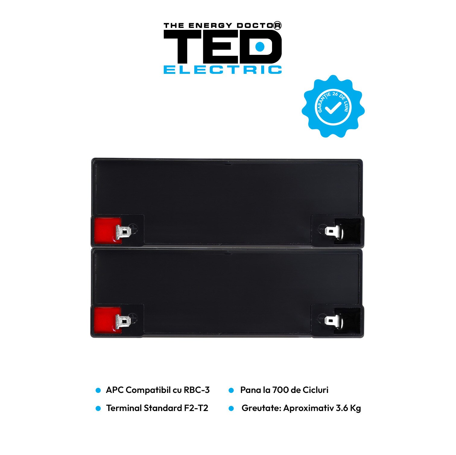 Apc Rbc3 Pachet acumulatori compatibil APC RBC3 - 12V 14.2Ah (2x6V) - TED ...