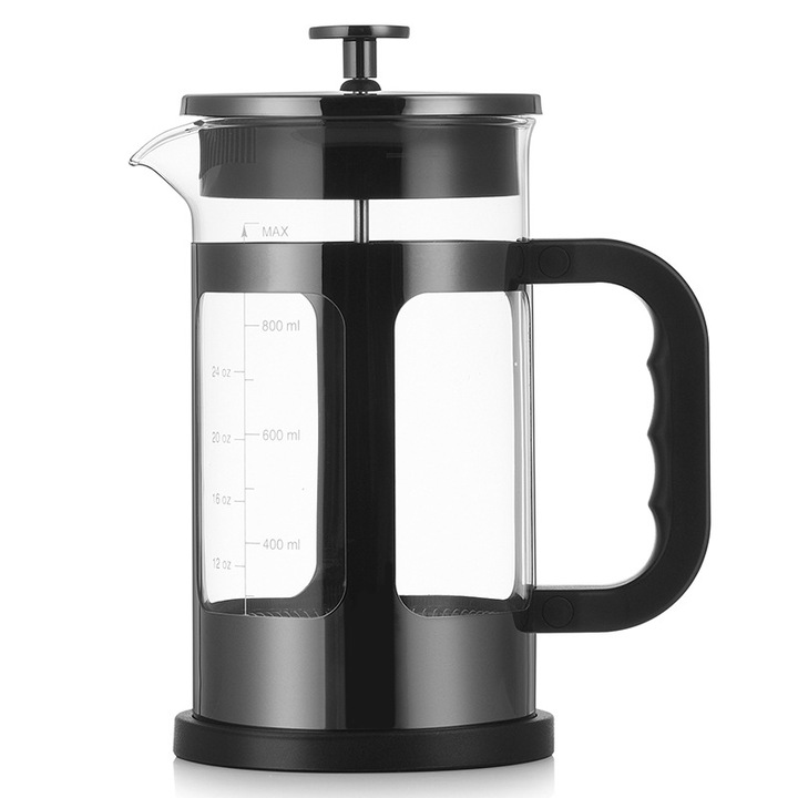 Szűrős kávéfőző, ORBER, 1000 ml, boroszilikát üveg, fekete, 108x207 mm