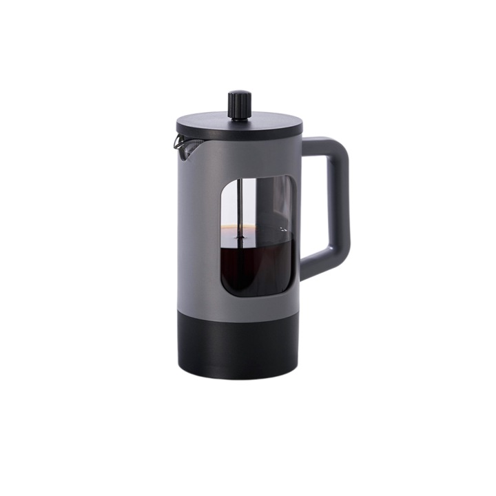 Szűrős és préses kávéfőző, ORBER, 1000 ml, boroszilikát üveg, szürke, 15x11x13,5 cm