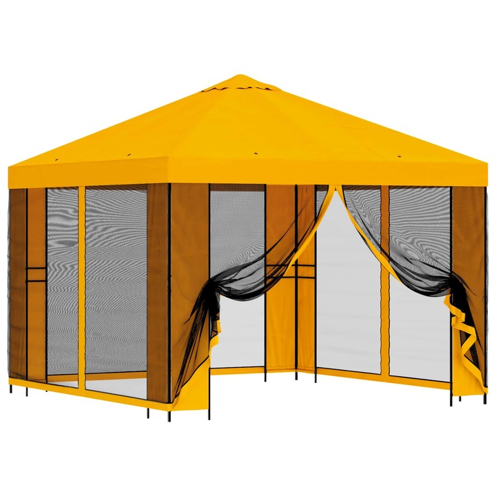 Foisor de gradina cu pereti laterali vidaXL, 3 x 3 m Galben