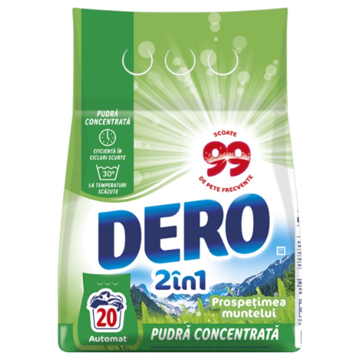 Detergent automat Dero, 1.5kg, 2in1, pudră, Prospetimea Muntelui