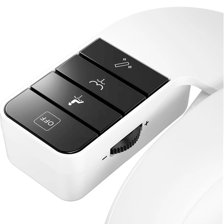 Macvi® visszahúzható bidé, nem elektromos, öntisztító, hidegvíz nyomásszabályozás, WC-re szerelhető, WC-tartozék készlet, IP44, fekete