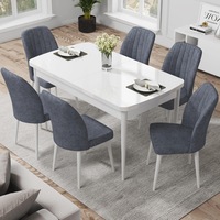 Set Masa Extensibila Alba cu 6 scaune Eva Modella Gri