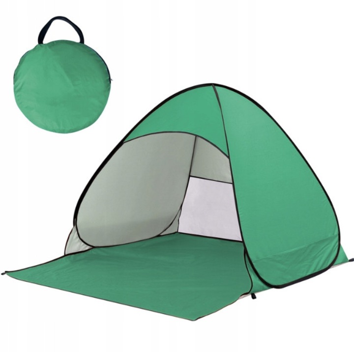 Cort camping PERFECTLIFE, auto-intinzator, 110x165x150cm, verde, set cu husa si cuie