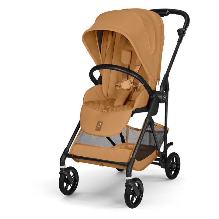 Carucior pentru bebelusi Cybex Gold Melio Carbon B, Cinnamon Yellow, galben inchis