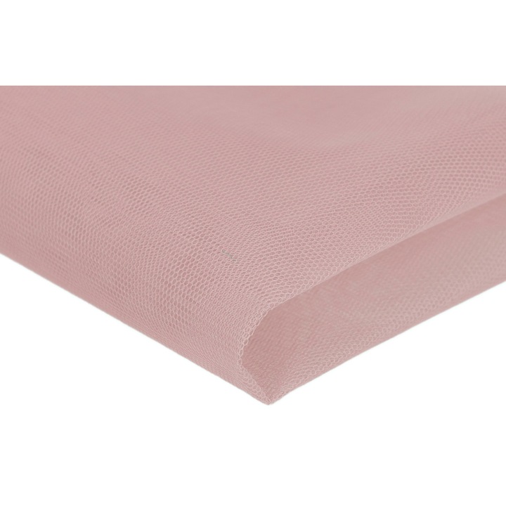 Material de tul rigid, Roz prafuit, 100% Poliester, Dimeniusni 50cm x 180cm