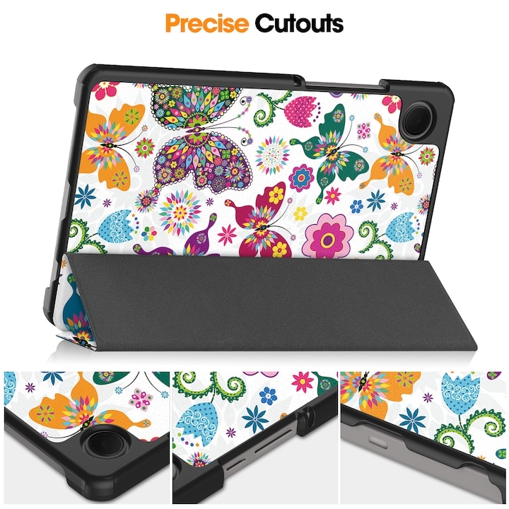 Husă pentru tabletă, VIENOD, set cu unghiuri de vizualizare dublu, piele PU, 8, 7 inch, fluture