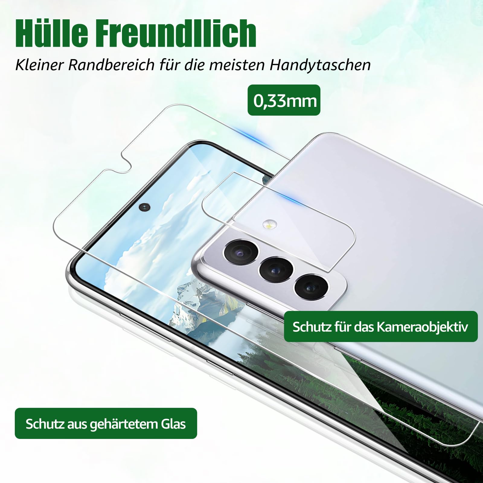 Folie protecție ecran sticlă temperată, transparență HD, rezistentă la zgârieturi, Samsung S21 Plus