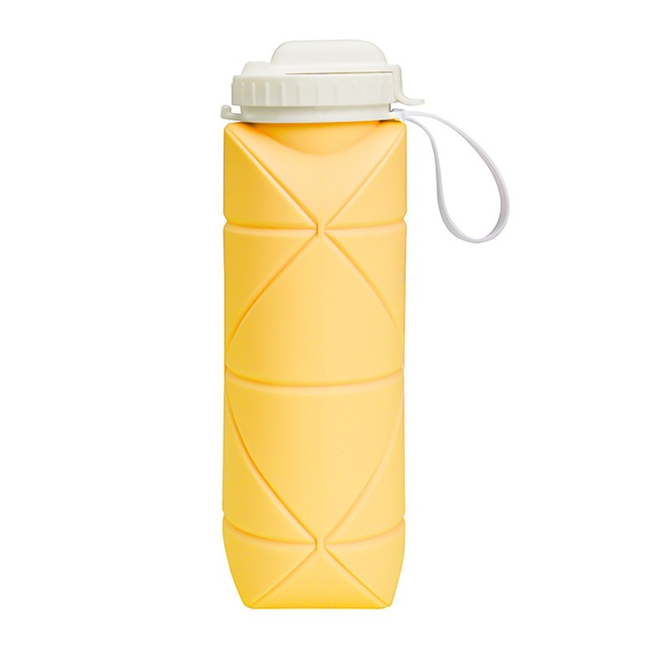 Összecsukható szilikon palack 600ml, 600ml, szivárgásmentes, hordozható kialakítás, 22.5x6.8x6.8cm