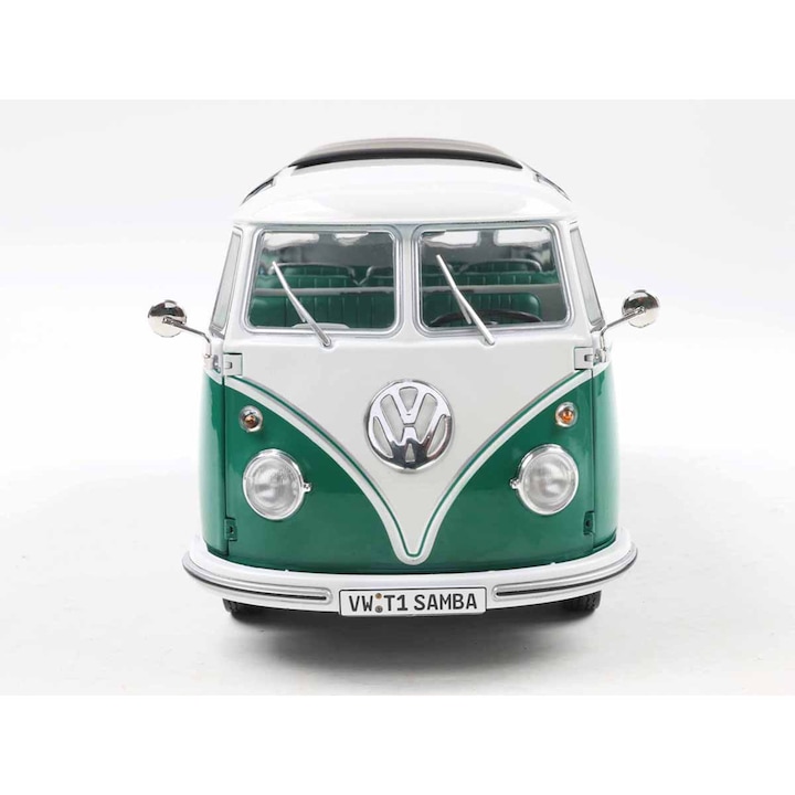 Volkswagen T1 Samba 1962 modellautó, 1/18, zöld/fehér, fém/műanyag