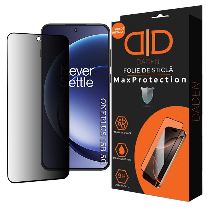 Folie Sticla Privacy pentru OnePlus 15R Daden MaxProtection, Full Cover, Protectie Profesionala, Ultra Rezistenta, Calitate Premium