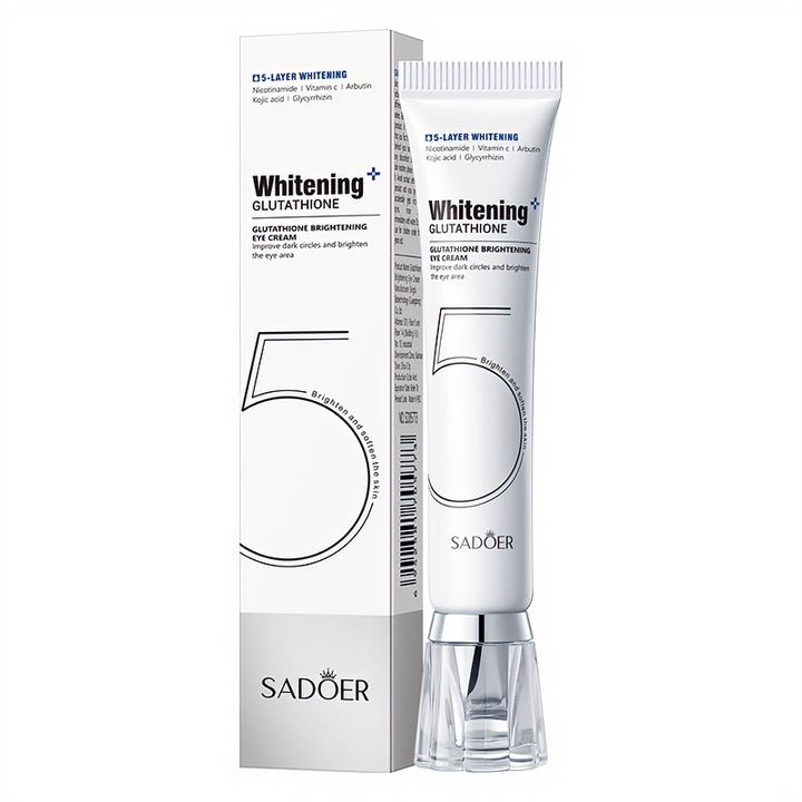 Crema de ochi cu multiple efecte de iluminare, hidrateaza zona ochilor, contine glutation, are efecte de albire si anti-imbatranire, marca SADOER, 20g