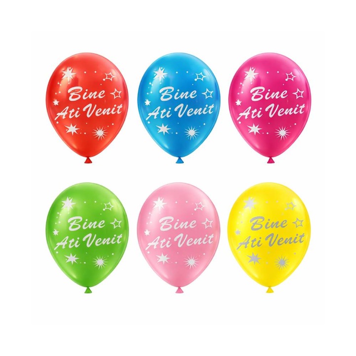 Balon party latex multicolor, bine ati venit, 30 cm, 20 buc, PPRJ1633