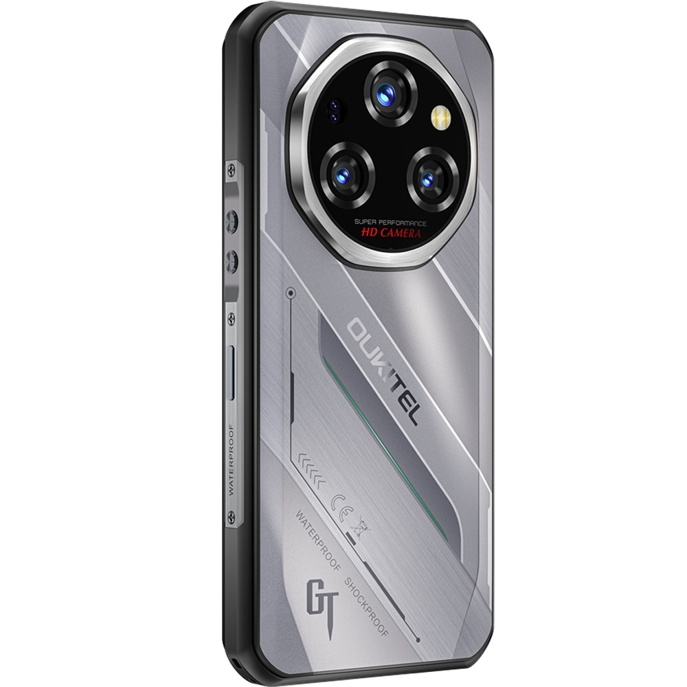 Telefon mobil Oukitel WP62, Dual SIM, 5G, 6.6-inch 120Hz, Mediatek Dimensity 7025, 12GB RAM, 512GB, NFC, GPS, 11000mAh, IP68/IP69K, Android 15, Silver