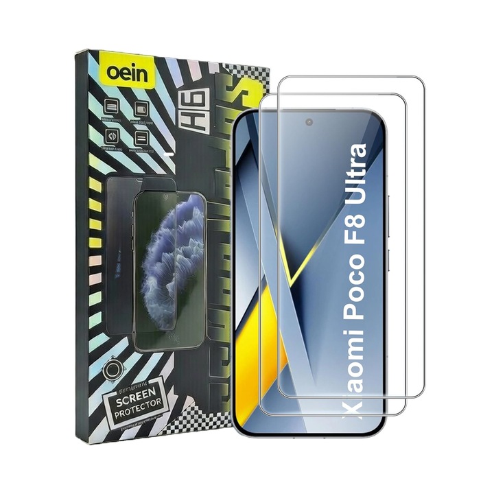 Set 2 Folii Sticlă Securizată pentru Poco F8 Ultra, Claritate Super HD, Rezistent la Amprente, 9H+