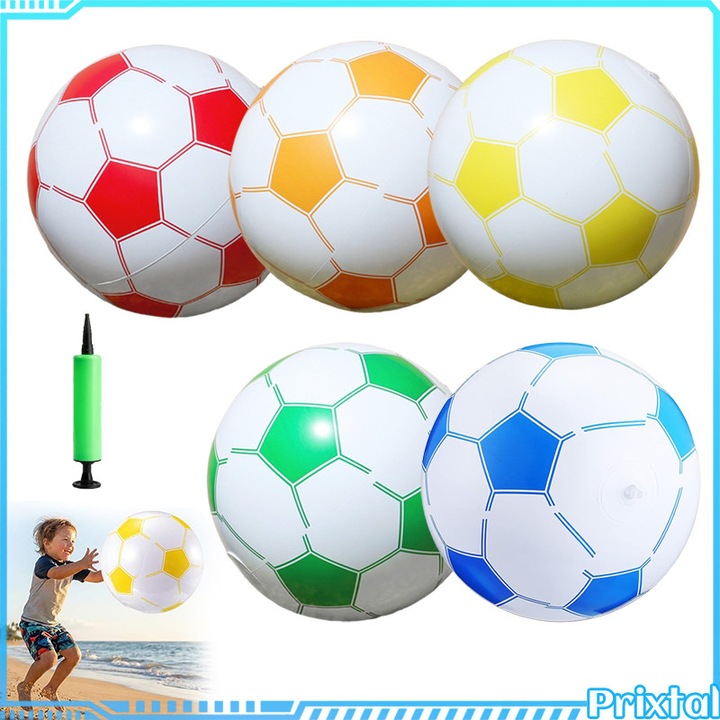 5 db felfújható strandfoci labda szett, Prixtal, PVC anyag, 30cm átmérő, többszínű