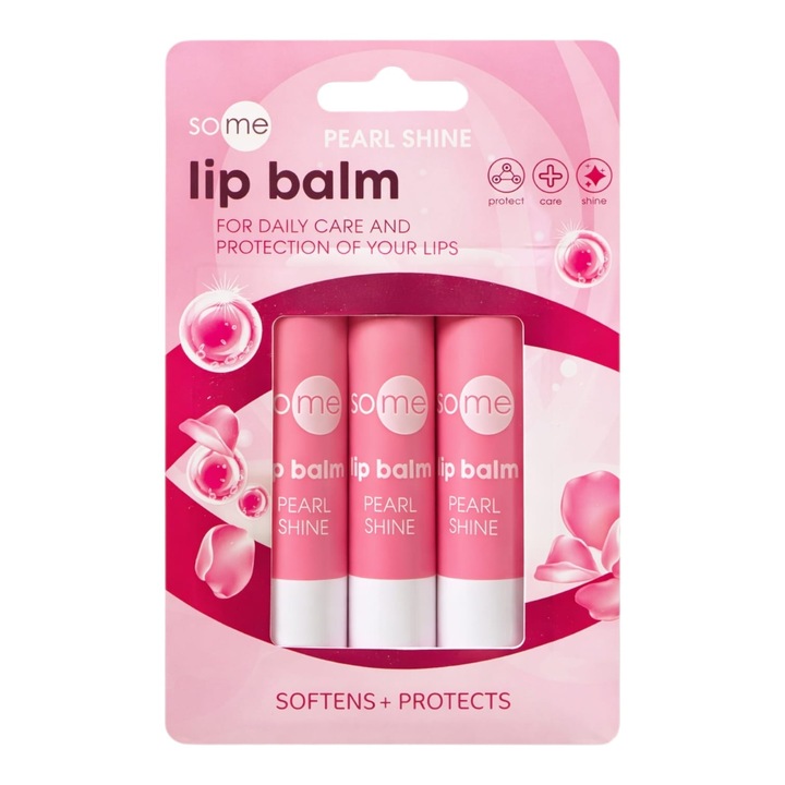 Set 3x Balsam de Buze Pearl Shine, hidratare, protectie, natural