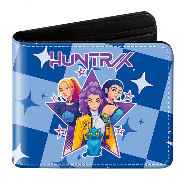 Zimilo rövid bőr pénztárca, anime design, vízálló, kék, 11.5x9.5x2cm