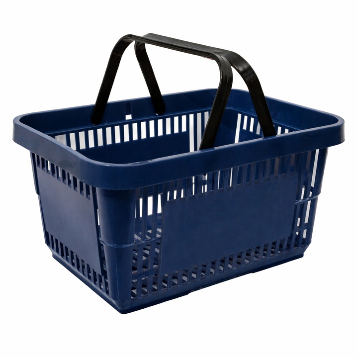 Cos de cumparaturi de mana Handlekraft®, 22 L, manere duble, plastic rezistent, albastru