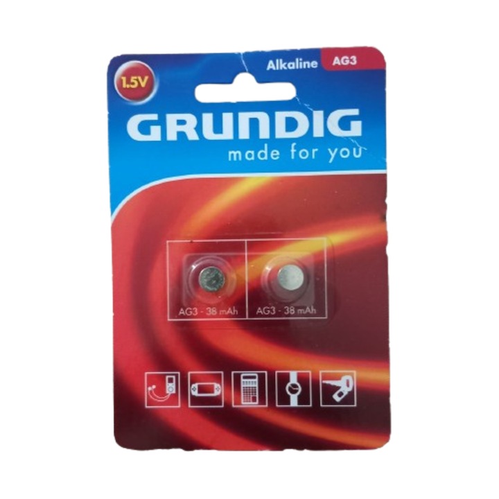 Set 2 Baterii Alkaline Grundig AG3 / LR41 – Putere de durata pentru dispozitive mici