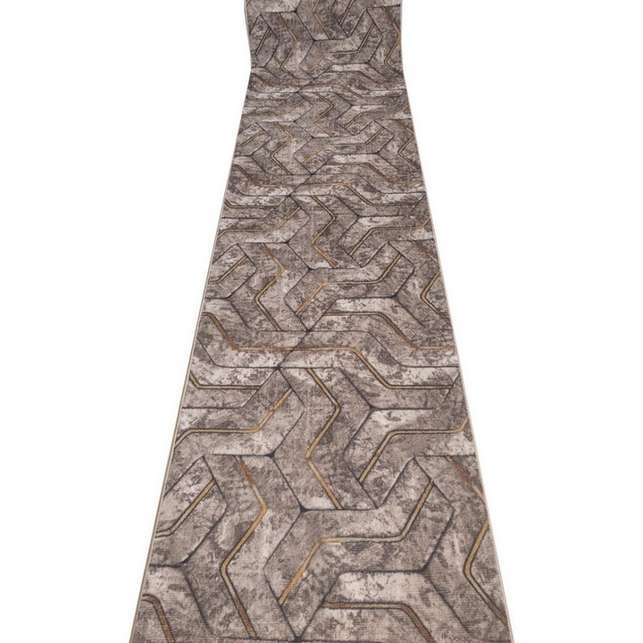 Traversa Antiderapanta Sara, Bej cu Maro, Poliester 60 x 180 cm