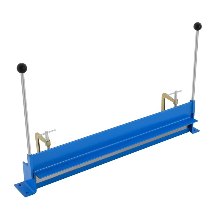 Masina de indoit tabla, Manuala de banc, Lungime max 76 cm, Grosime max 1, 2 mm, Unghi 0–90°, Otel Q235, Albastru stralucitor