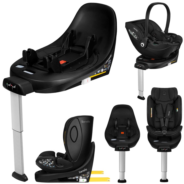 Bază scaun auto Lionelo MOXIE NEXT I-SIZE, rotativă 360, cu indicatori montaj corect, negru