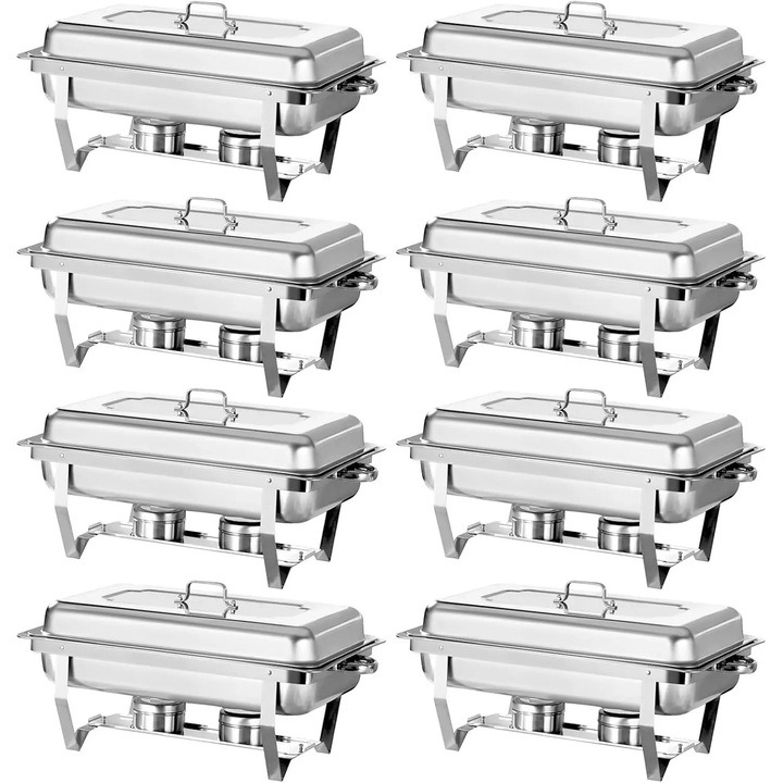 Set chafing dish 1/2 GN, 8 unități, oțel inox 316 cu acoperire titan, dublu perete, galben, 38 cm