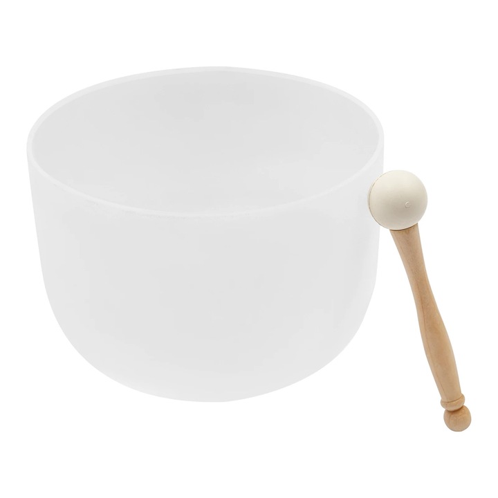 Kristály éneklő tál, fehér, 25,4 cm, matt, 440 Hz, teljes készlet