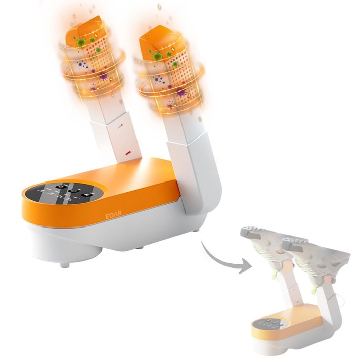 Uscător electric pentru încălțăminte, EDAR, portabil, auto-off, portocaliu, 180W